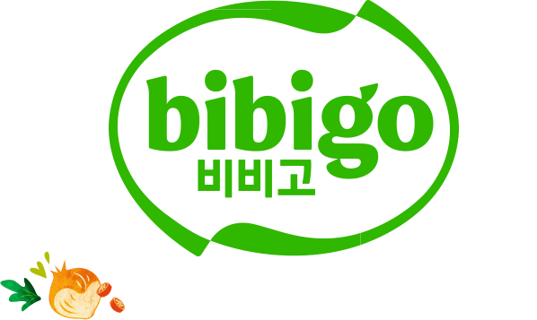 bibigo 비비고 - 원형 홀딩 쉐잎, 영문 워드마크, 한글 워드마크