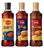 하선정 멸치액젓 제품 이미지. 왼쪽부터 명품국산 멸치액젓, 멸치액젓 골드, 까나리액젓 골드