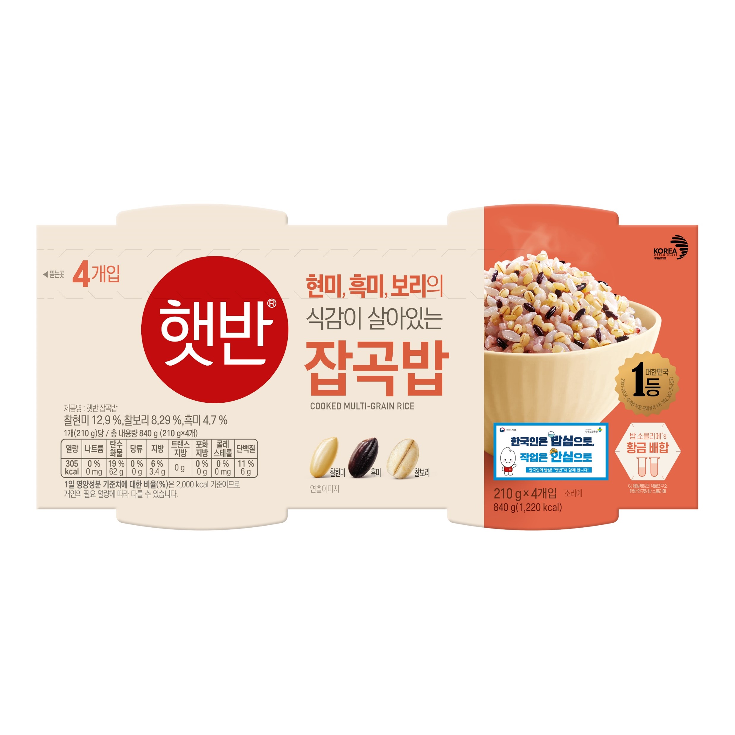 CJ제일제당 부산공장에서 생산하는 햇반 제품에 산업안전 로고가 적용되어있다